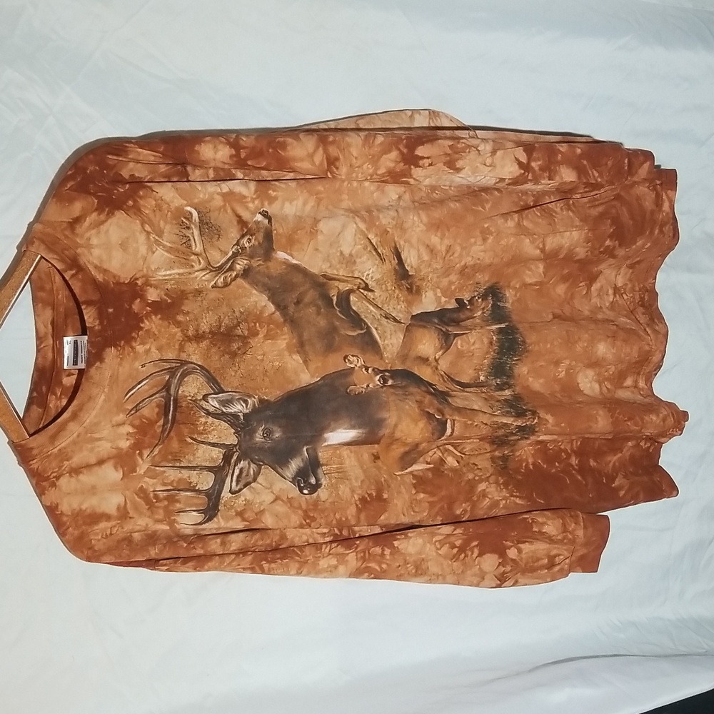 Perrin Orange Tie Dye Long Sleeve Heavy Weight T-Shirt, Size X-Large